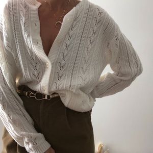 Vintage crochet knit cardigan sweater